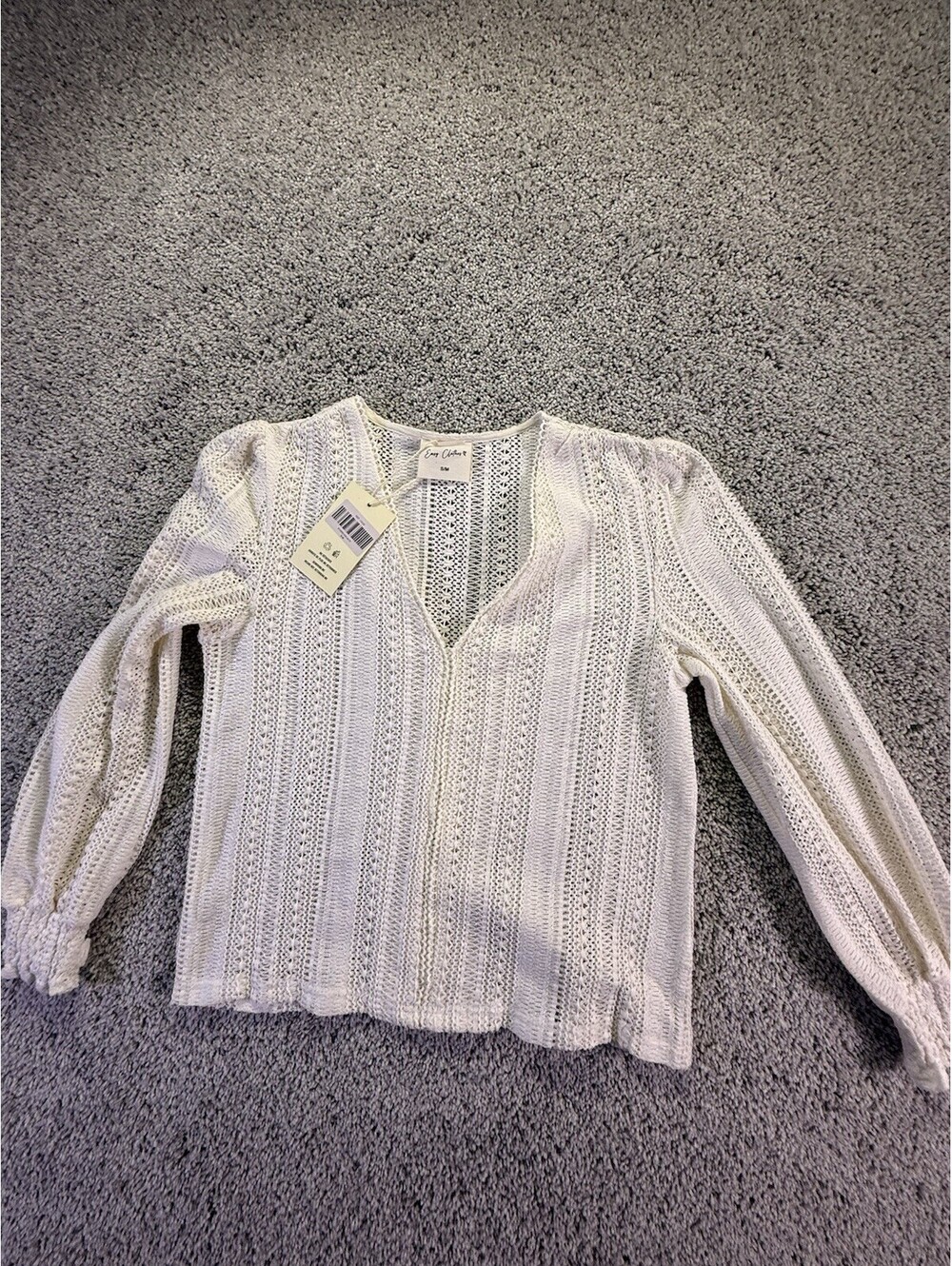 NWT Easy Clothes Women’s 100% Cotton Crocheted Top Size S/M Ivory